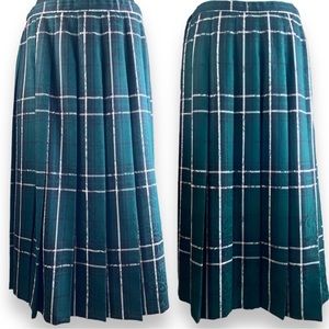 Unlined, Fully Pleated 100% Wool Plaid Pendleton Petite Skirt Woolmark